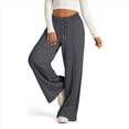 thumbnail image 2 of Pantalones Deportivos de Pierna para Mujer, Holgados, con Cordón Elástico, de Cintura Alta, Estilo Palazzo. Gris Oscuro L, 2 of 6
