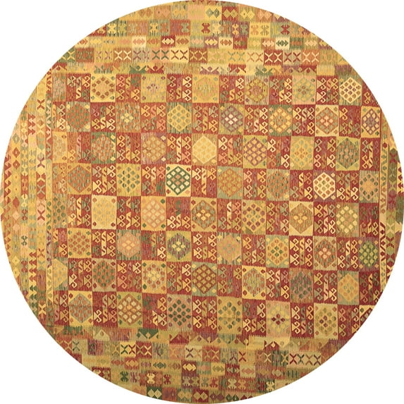 Ahgly Company Indoor Round Oriental Brown Traditional Area Rugs, 8' Round