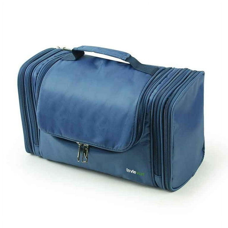Lavievert Blue Toiletry Bag Makeup Organizer with Hanging Hook Size 2.8 x 5.5 x 7.7