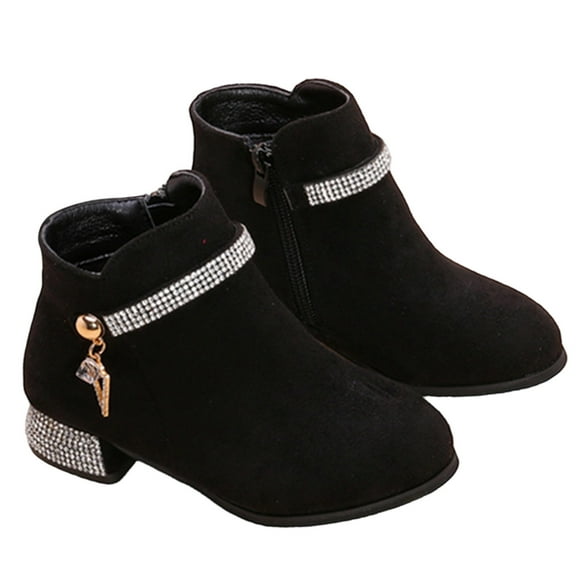 MEZZALL Child Winter Girls Ankle Boots Fashion Heel Student School Outdoor Solid Color Shoes Toddler Kids And Daughter Matching Soft Footwear