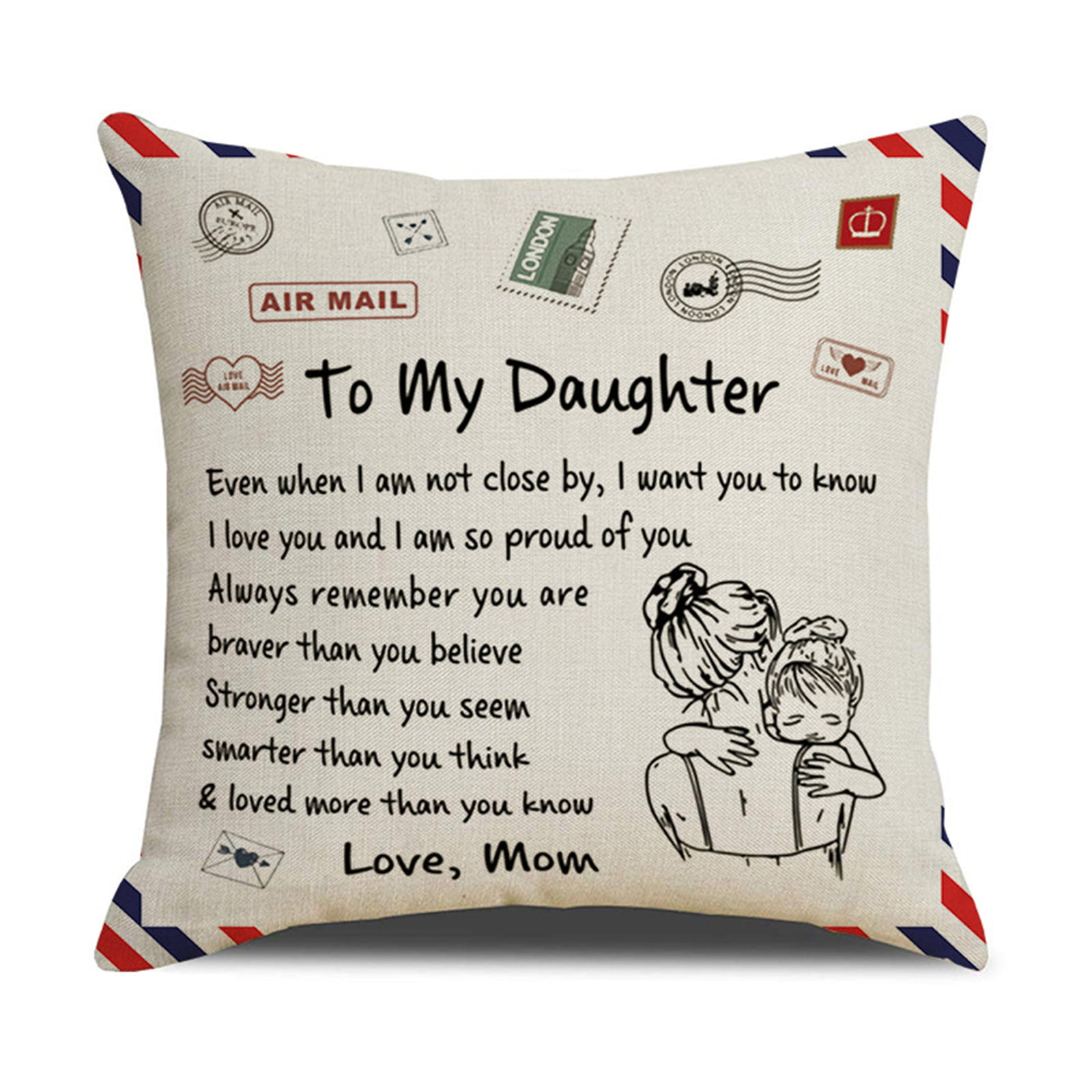 square 40cm 15,75'' with statement Give me the good life gift confirmation Pillowcase jeans