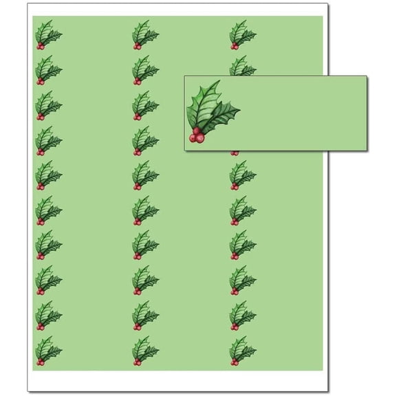 Jolly Holly Address Labels - 1in. x 2 5/8in. - Pack of 150 Labels - blank labels (not personalized) (oalx81)