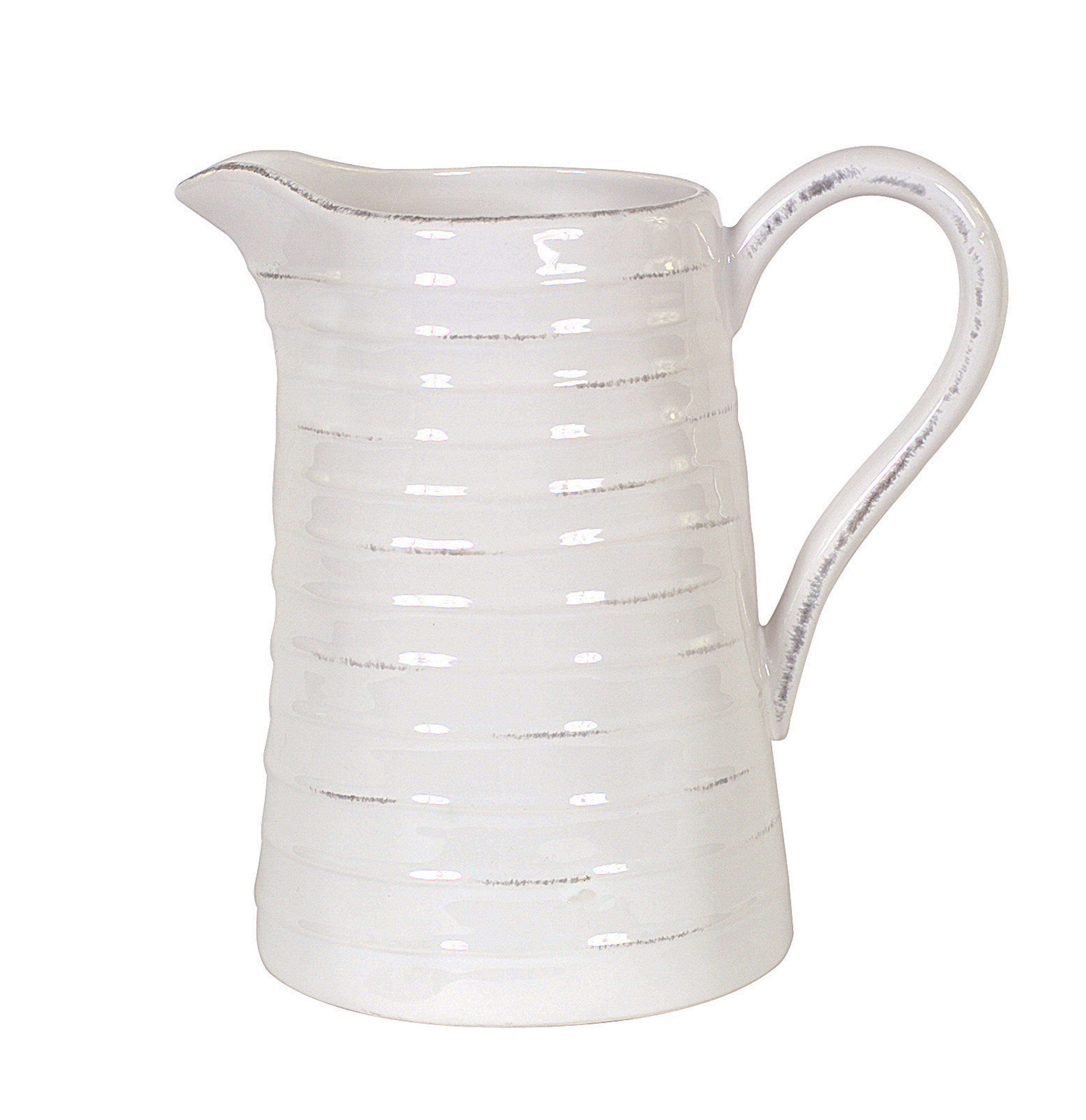 Woven Paths White Ceramic Pitcher