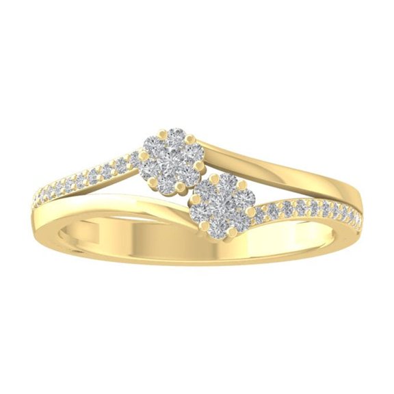 ARAIYA FINE JEWELRY 10K Yellow Gold Round Cluster Diamond Engagement Ring (1/4 cttw, I2-I3 Clarity, I-J Color) Size 7.5