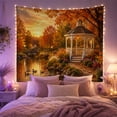 thumbnail image 2 of Autumn Gazebo with Ducks by a Calm Pond, Serene Boho for Nature Lovers, Scenic Wall Art Decor, Housewarming Gift, Tapestry Wall Hanging for Bedroom and Living Room, 2 of 7