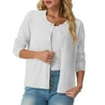 thumbnail image 5 of UVEASISHA Womens Cropped Jacket Long Sleeve Button Down Cardigan Tops Lightweight Casual Fall Cardigans White XL, 5 of 8