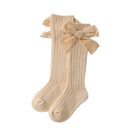 

One opening Baby Girl Knee High Socks Winter Warm Rib Knitted Stockings with Big Velvet Bow for Infants Toddlers