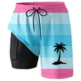 thumbnail image 3 of ibiyuan Men Swim Trunks with Mesh Lining Quick-Dry Mens Bathing Suits 2 In 1 Mens Short Pockets Stretch Funny Print Beach Swimwear,A-Hot Pink, 3 of 4