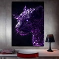 thumbnail image 6 of Mudket Purple Glitter Rhinestone Leopard Profile Canvas Wall Art, Luxury Glam Wildlife Trendy Wall Art Print for Living Room Bedroom Home Decor, Framed Ready to Hang - 12"L x 8"W, 6 of 9