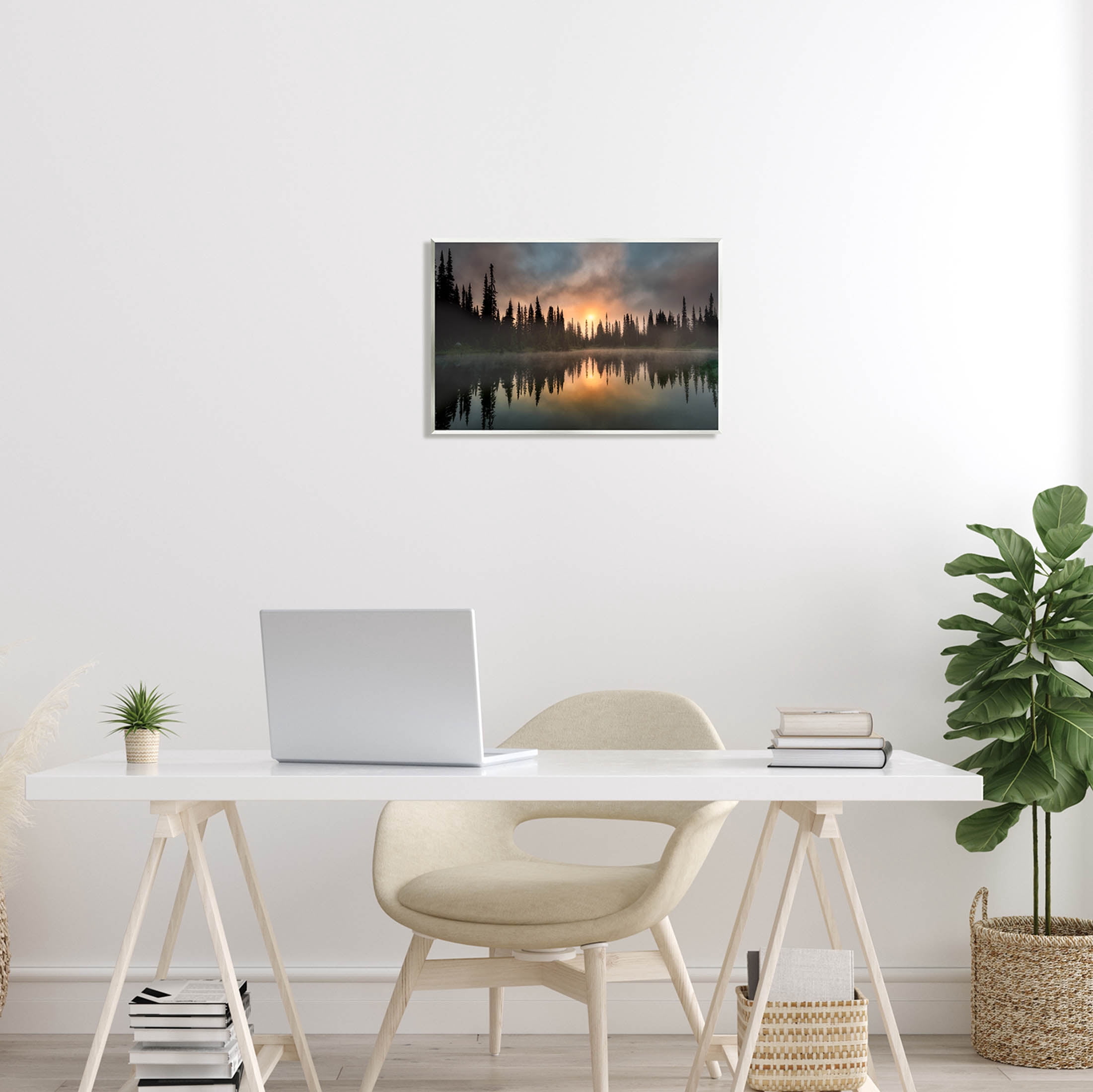 Stupell Industries Mysterious Lake Reflection Sunset Forest Photograph Unframed Art Print Wall Art, Design by Dennis Frates