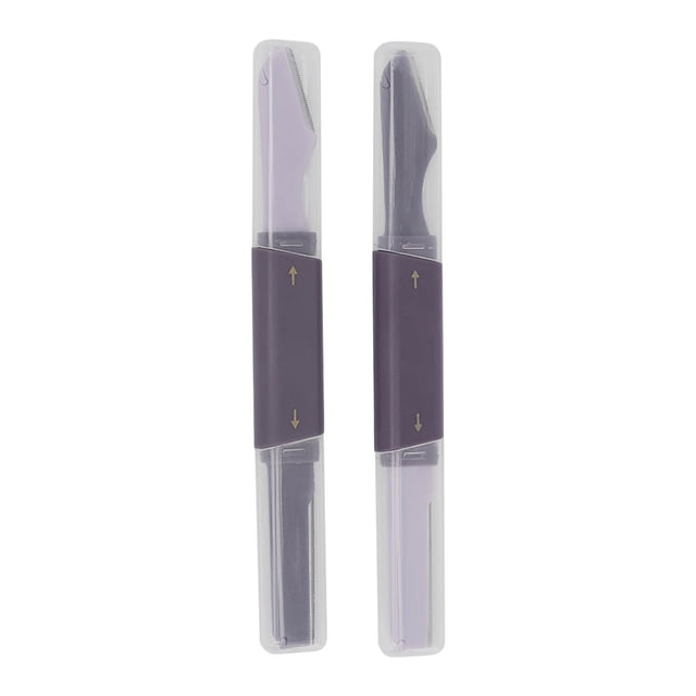 2 cuchillas para recortar cejas, de acero inoxidable, con doble cabezal y funda.