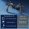 thumbnail image 5 of MomentWish Black Moissanite Cross Earrings for Men Women, D Color VVS1 Simulated Diamond S925 Sterling Silver Stud Earrings, 5 of 8
