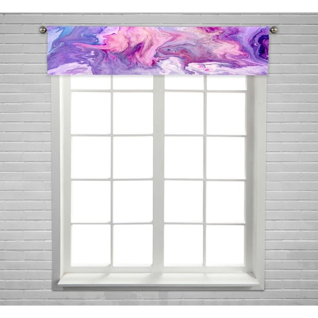 EREHome Abstract purple paint Acrylic texture marble pattern Window Curtain Valance Rod Pocket Size 54x12 Inch