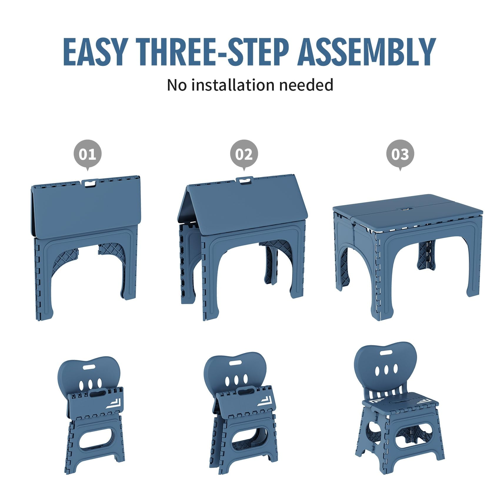 UNICOO® Children's Collapsible Multifunction Table and Chair Set, Children's Art Craft Study Activity Table, Picnic Table and Entertainment Table (Blue)