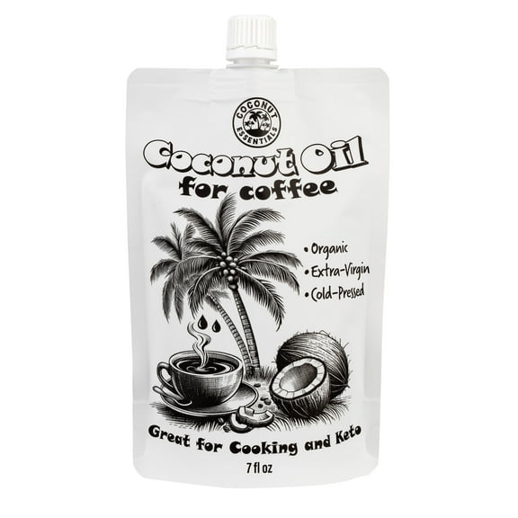 Organic Coconut Oil for Coffee - Keto & Cooking - 7 fl.oz by Coconut Essentials - Virgin / Raw & Cold Pressed - Coconut oil with Flavor for your Coffee!!