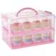 thumbnail image 1 of Porta cupcakes con asa, soporte de 2 niveles para 24 cupcakes, contenedor portátil con tapa y cierres a presión, caja apilable de plástico transparente para cupcakes., 1 of 6