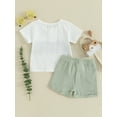 thumbnail image 5 of Musuos Toddler Boys Shorts Sets 6 12 18 24M 3Y Short Sleeve Contrast Color Tops and Solid Color Shorts Sets Casual Summer Outfits, 5 of 10