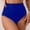 Blue, variant on Hkoxplj Women's High Waisted Ruched Tummy Control Bikini Bottoms Retro Full Coverage Swim Bottom Bathing Suit Shorts Quick Dry Stretchy Vintage Swimsuit Bottoms for Beach Pool Solid Colors