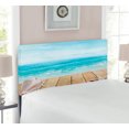 thumbnail image 2 of Seashells Headboard, Wooden Boardwald Sunshine Vacations Beach Theme, Upholstered Decorative Metal Bed Headboard with Memory Foam, Twin Size, Blue Beige, by Ambesonne, 2 of 4