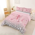 thumbnail image 2 of Erosebridal Dreamy Glitters Print Queen Comforter Set for Girls, Pink Bling X Letter Bedding Comforter Set, Pink Reversible 3 Pieces, 1 Comforter and 2 Pillowcases, 2 of 6