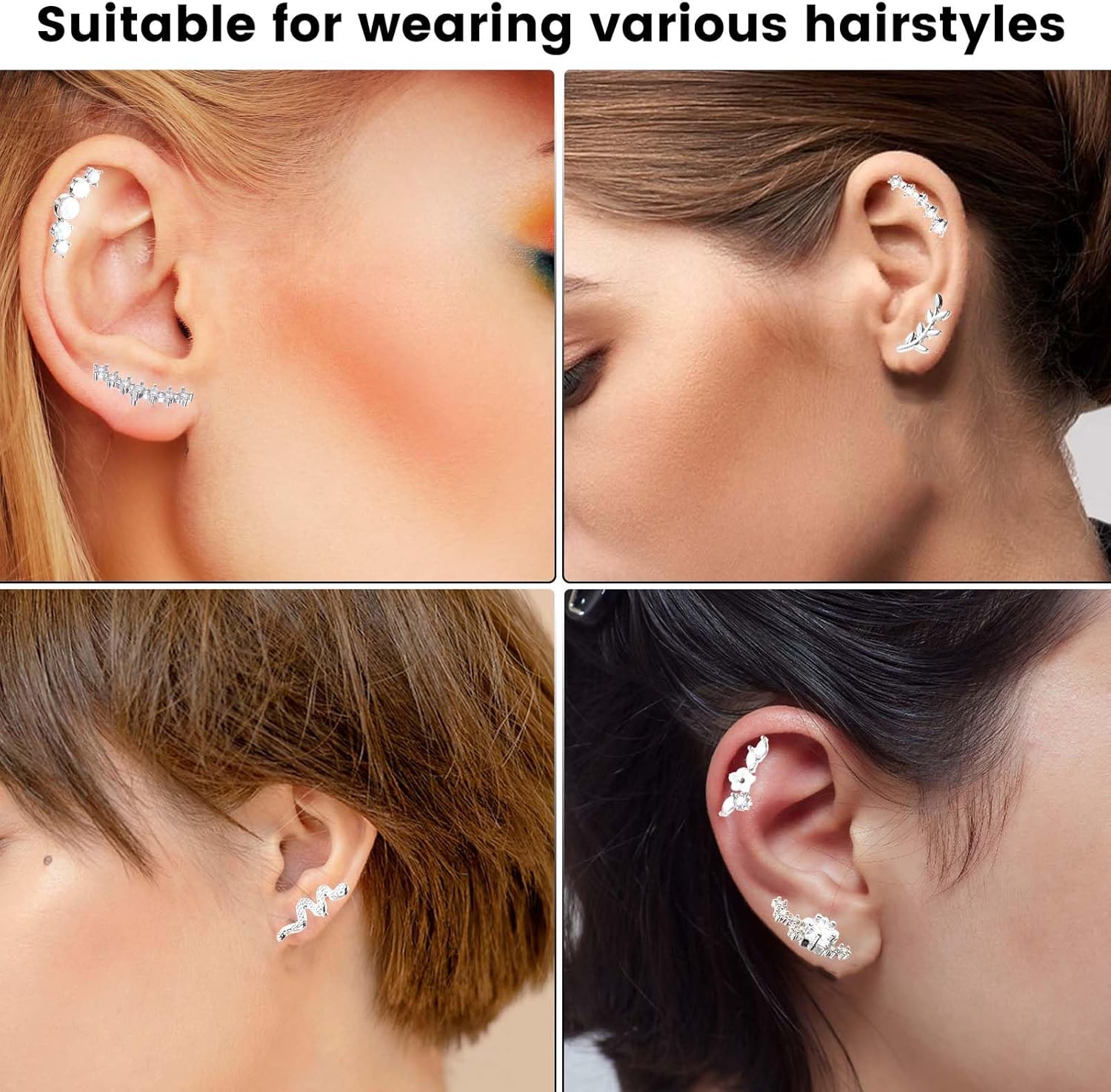 Helix Quality Piercing Earrings, 16G Cartilage Tragus Ear Jewellery Stainless Steel Flat Back Earring Stud Rhinestones[r152]