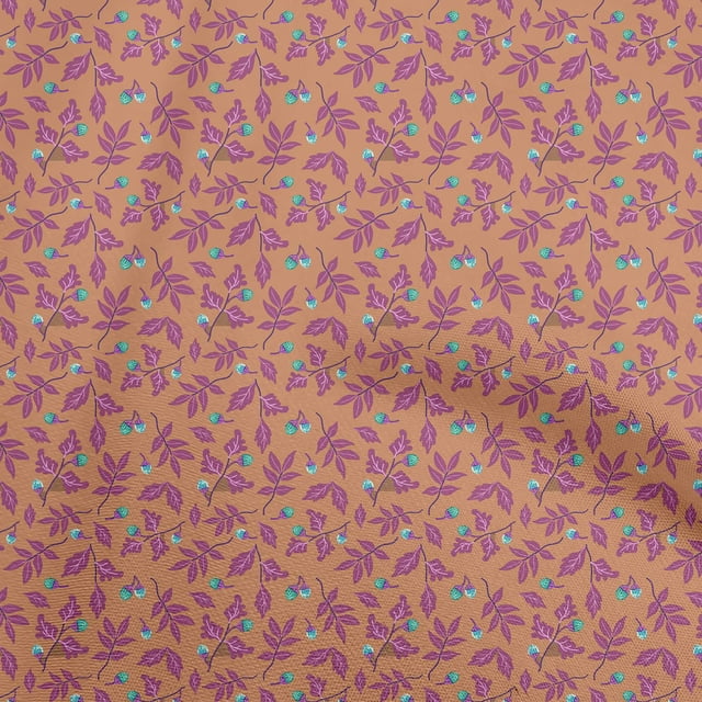 oneOone Cotton Poplin Orange Fabric Floral Craft Projects Decor Fabric Printed By The Yard 42 Inch Wide
