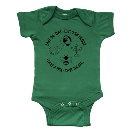 

Inktastic Earth Day Save The Seas Love Your Mother Plant a Tree Save The Bees Gift Baby Boy or Baby Girl Bodysuit