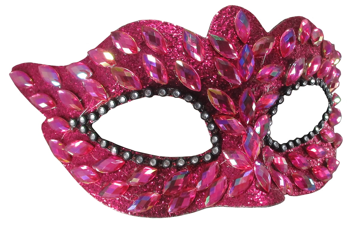 Pink Jeweled Masquerade Eye Mask Adult Womens Faux Gems Costume Accessory