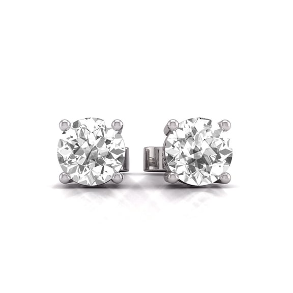 TimeLe$$ Classics 0.25 Carat TW Natural Round Cut Solitaire Diamond Stud Earrings For Women in 14K White Gold