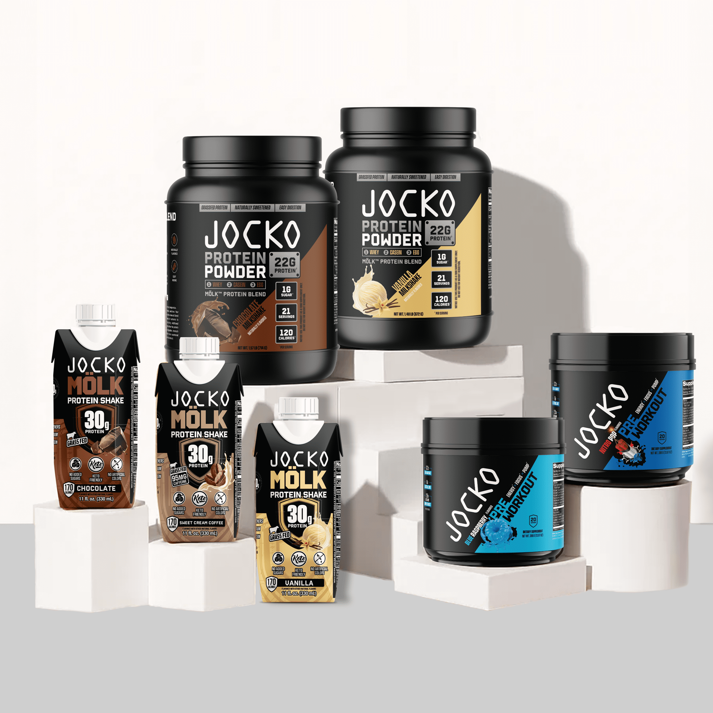 マジョール　プロテイン　デェリーシェイク Jocko Fuel Protein Shake, Vanilla, 11oz, 4 Count, 30g