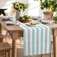 thumbnail image 3 of Burlap Table Runner 70 Inches Long, Modern Colorful Gradient Geometric Line Non-Slip Kitchen Table Runners for Dining Room Everyday Use Party Table Decorations Green Grey Ombre Stripe, 3 of 9