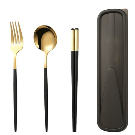 

1 Set Stainless Steel Chopsticks Spoon Fork Durable Simple Portable Gift Set