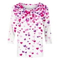 thumbnail image 4 of Valentines Day Heart Tops Women 3/4 Sleeve T Shirts Cute Print Plus Size Crewneck Tee Holiday Gifts, 4 of 5