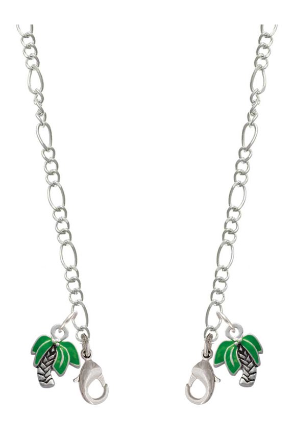 Silvertone Mini Enamel Palm Tree Silvertone Face Mask Necklace