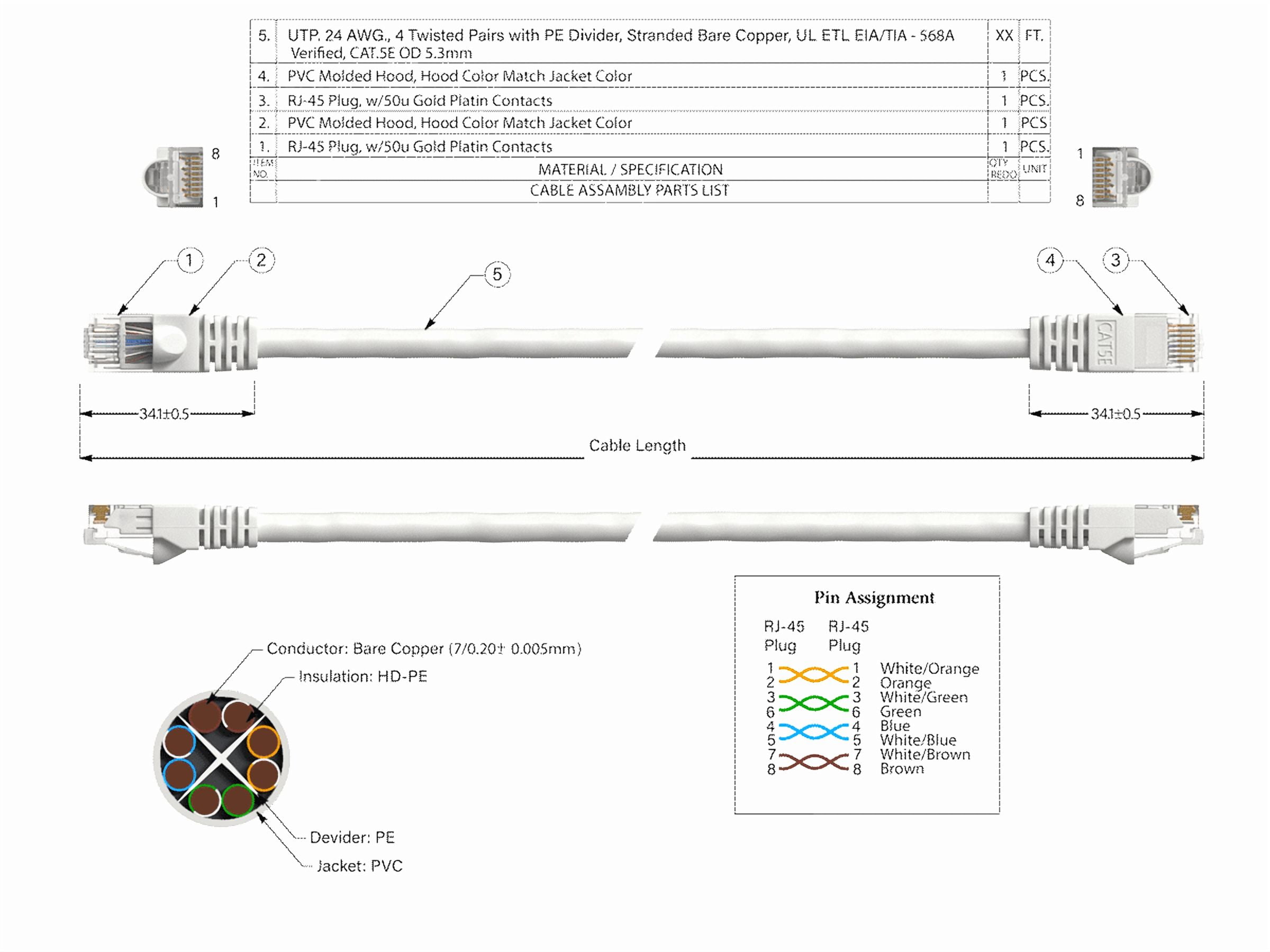 Cable Leader 100ft Cat5e UTP Ethernet Network Patch Cable Snagless 24AWG Bare Copper, White