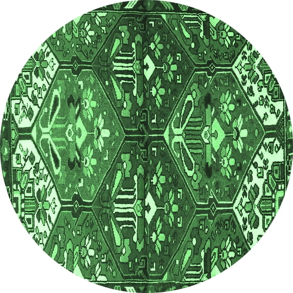 Ahgly Company Indoor Round Persian Emerald Green Traditional Area Rugs, 3' Round