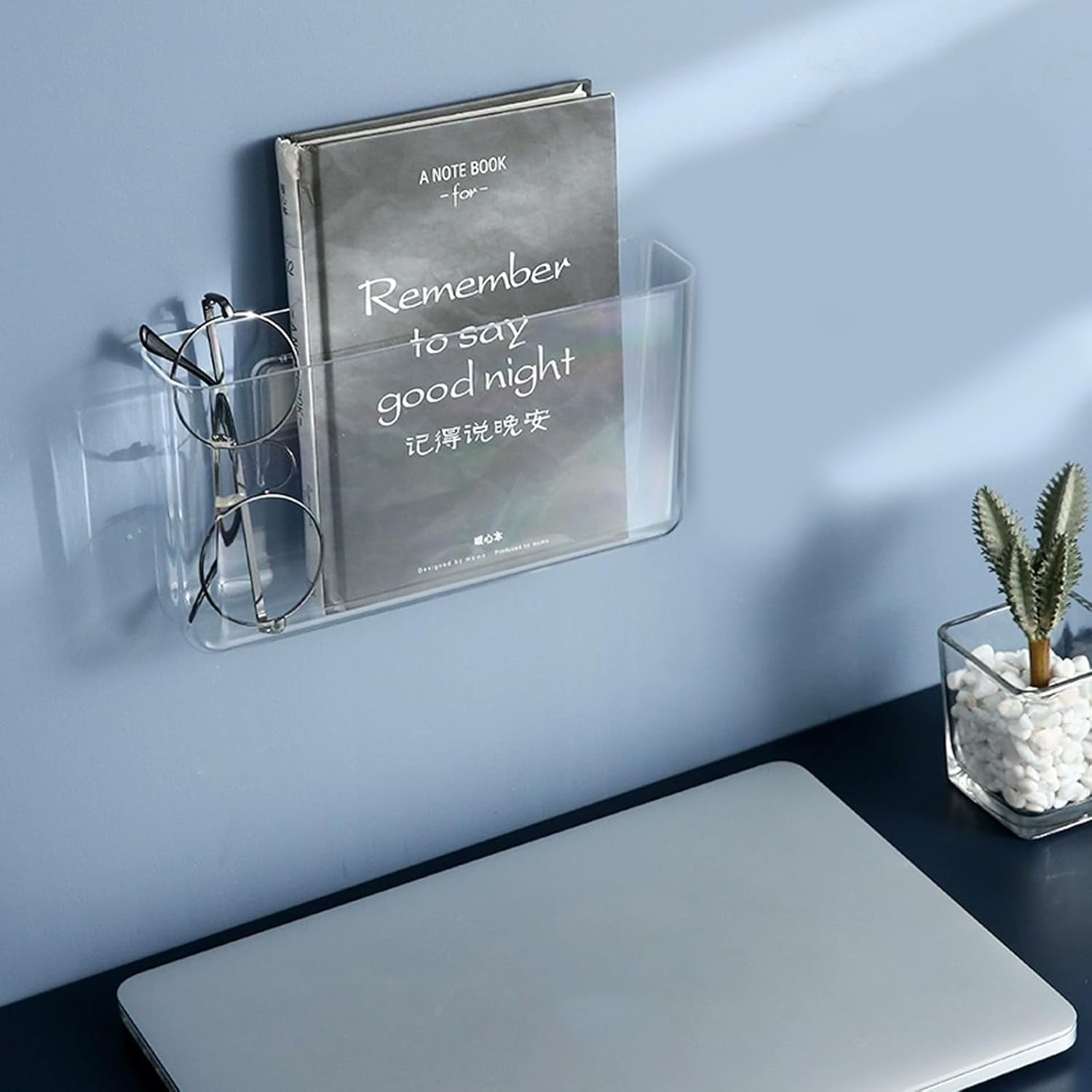 3 Pack Plastic Wall Folders, Acrylic Single Pocket Wall Mount File Holder Clear Hanging Wall File Organizer Plastic Single Pocket Hanging for Office Home Bathroom, 8.6x4.7x2.1 Inch