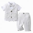 thumbnail image 4 of Baby Boys Gentleman Formal Outfits Toddler Boy Summer Wedding Pinstripe Vest Suit Kids Clothing Sets, 4 of 6