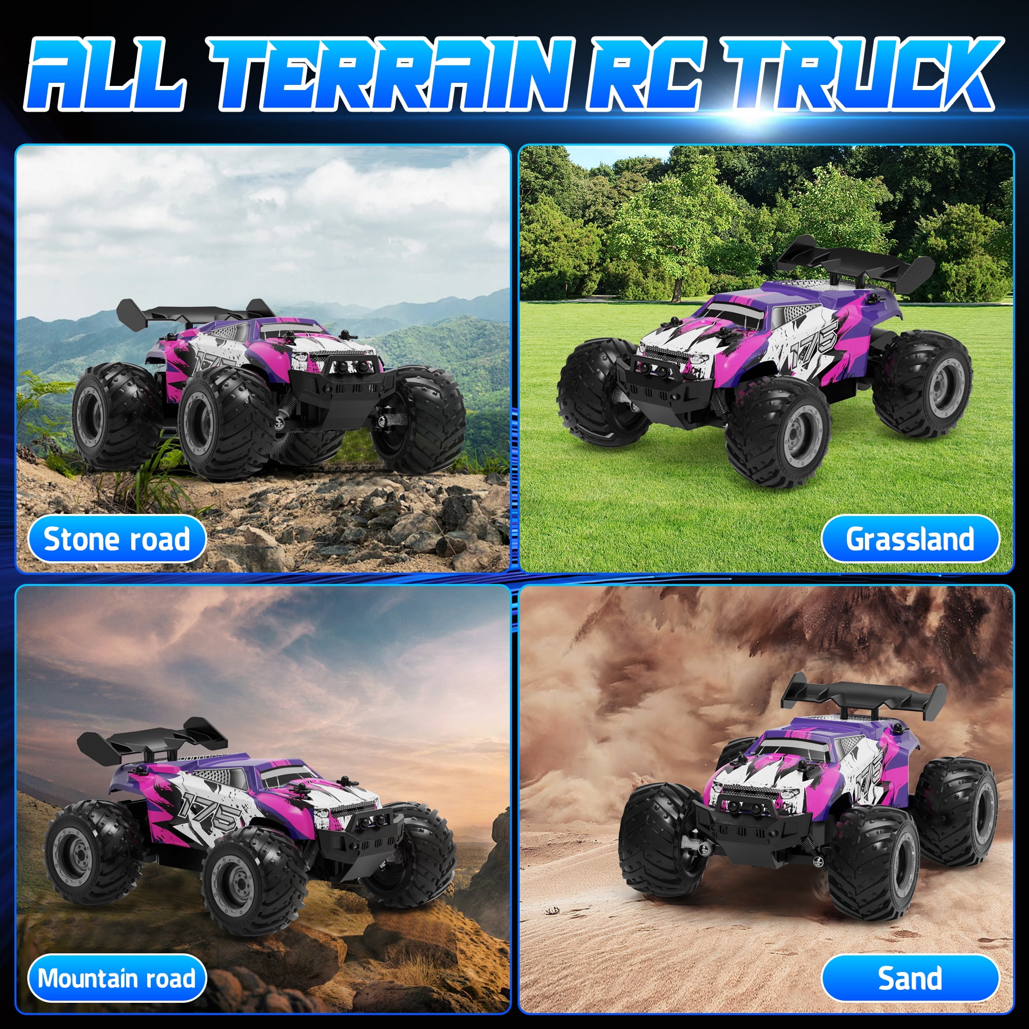 UUGEE Remote Control Car, RC Cars for Boys, 1:18 Scale High Speed off Road Monster Trucks with Lights, Christmas Birthday Gifts for  8-12 Kids