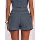 thumbnail image 2 of Shorts Vaqueros A Rayas Azul Lavado Oscuro, Estilo Casual Minimalista, 2 of 22