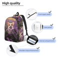 thumbnail image 3 of Disketp Dog in Lavender Flowers Mochila de Lona Estampada, Mochila Escolar de Viaje Ligera para Estudiantes y Portátil-Small, 3 of 5