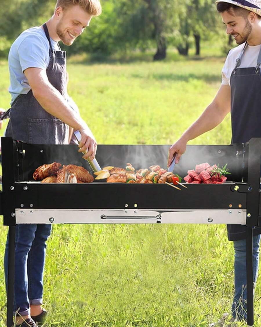 XC  Barbecue Charcoal Grill, Stainless Steel Folding Portable BBQ Tool Kits For Outdoor Cooking Camping Hiking Picnics Tailgating Backpacking Or Any Outdoor Event