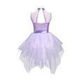 thumbnail image 2 of CHICTRY Kids Girls Asymmetrical Hem Dance Dress Shiny Sequins Tutu Skater Ballerina Leotard Dress Lavender 6, 2 of 7