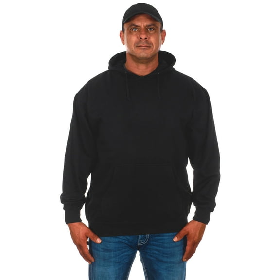 Durawear365 Men’s Durable Black Pullover Hoodie Heavyweight Fleece Sweatshirt