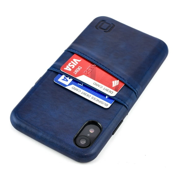 Dockem iPhone XR Exec M2 Wallet Case; Built-in Metal Plate, 2 Card Holder Slots, Navy Blue