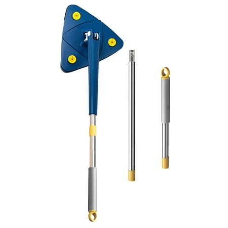 DIUS 360 Triangle Rotatable Microfiber Mop for Floors and Walls - Multifunctional Wet or Dry Cleaning Mop with Adjustable Handle  Blue