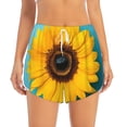 thumbnail image 4 of Lsque Golden Sunflower in Blue Printed Women's Running Shorts with Liner Pockets,Elastic Quick Dry Workout Athletic Gym Yoga Shorts,Womens High Waist Shorts-Large, 4 of 9