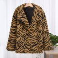 thumbnail image 2 of VNKIDY Women's Coat Autumn Winter Tiger Print Fuzzy Blazer Long Sleeve Collared Zipper Coat For Casual Daily Streetwear Activities Versatile Outerwear, 2 of 5