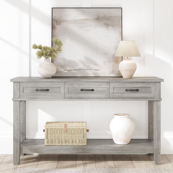 Gaderth Console Table with 3 Drawers & Open Storage Shelf, 2-Tier Entryway Sofa Table, Suits Living Room, Hallway, Foyer, or Behind Couch