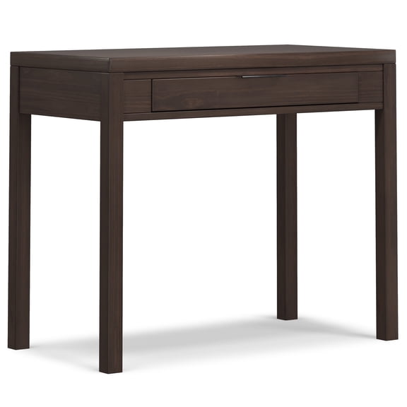 Hollander 38 inch Wide Solid Wood Contemporary Small Desk in Warm Walnut Brown
